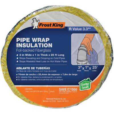 Frost King 1 In. x 3 In. x 25 Ft. Wall Fiberglass Pipe Insulation Wrap